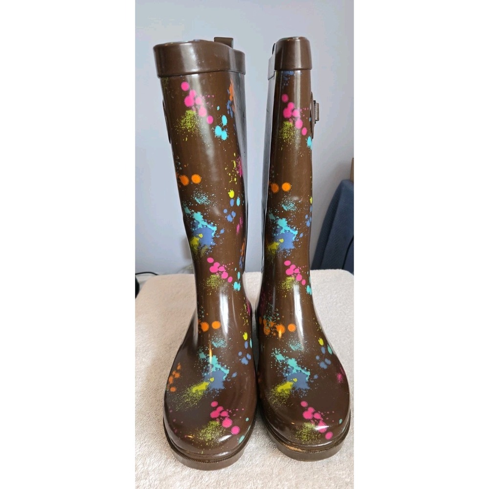 Capelli Newyork Womans Rain Boots Brown & Tye Dyed Size 6